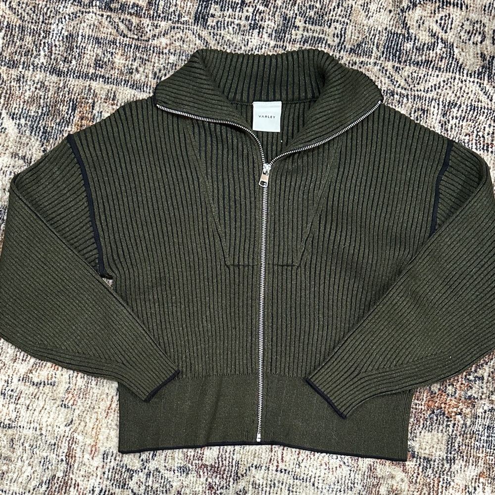 Varley Carmen Rib Knit Zip Through Sweater